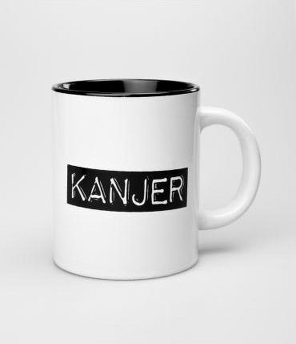 Geslaagd - Zwart wit Mok - Kanjer - Lint met tekst: "Yes! Geslaagd! - Gevuld met een dropmix - In cadeauverpakking met gekleurd krullint