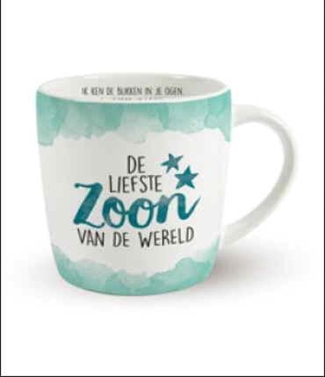 Enjoy Mok - De liefste Zoon van de wereld  - Gevuld met snoepmix - In cadeauverpakking met gekleurd lint - GRATIS: zijden lint met de tekst: "Speciaal voor jou"