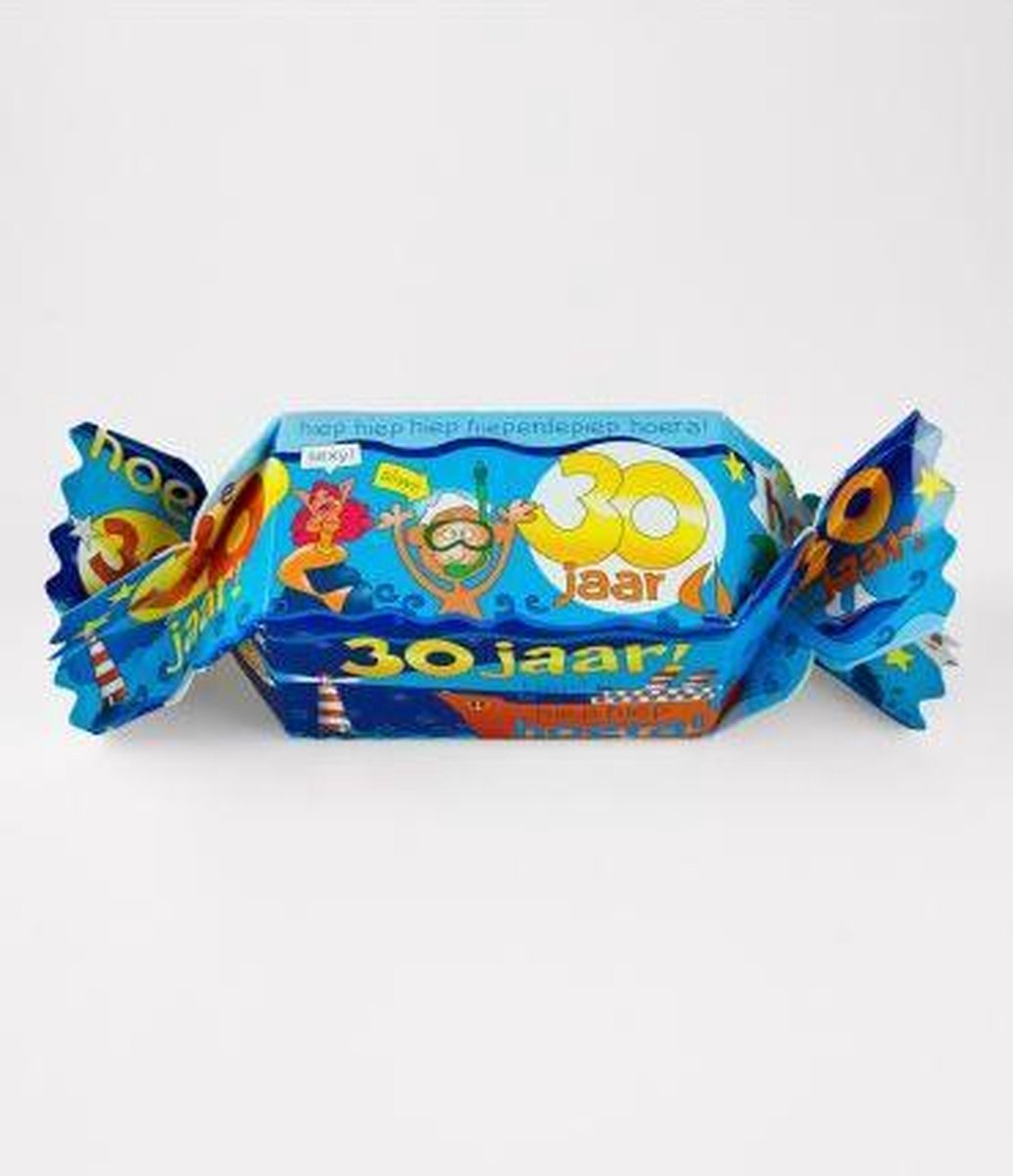 Snoeptoffee - 30 jaar - Gevuld met verse snoepmix - In cadeauverpakking met gekleurd lint
