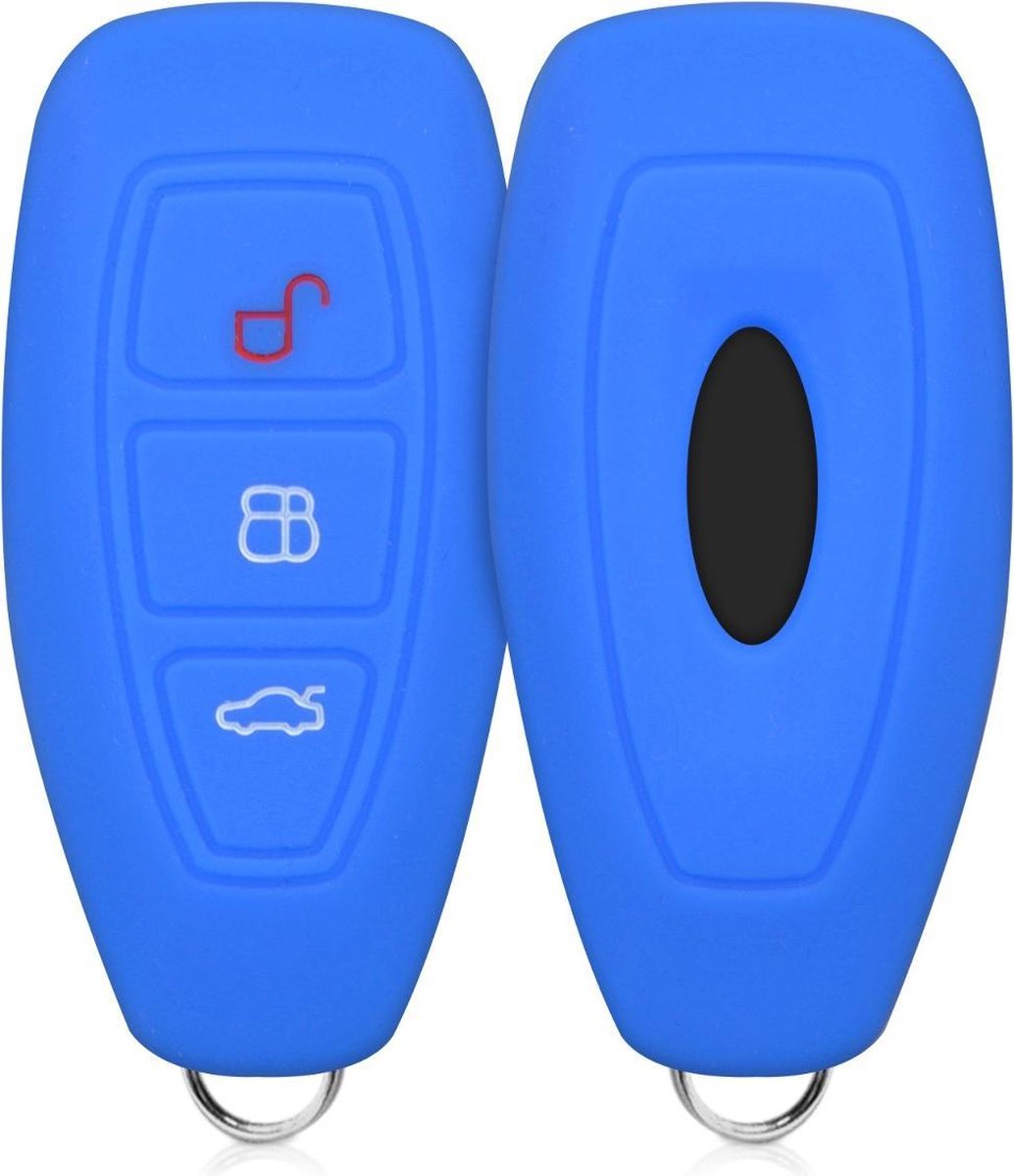 kwmobile autosleutelhoes voor Ford 3-knops autosleutel Keyless Go - Siliconen beschermhoes in blauw
