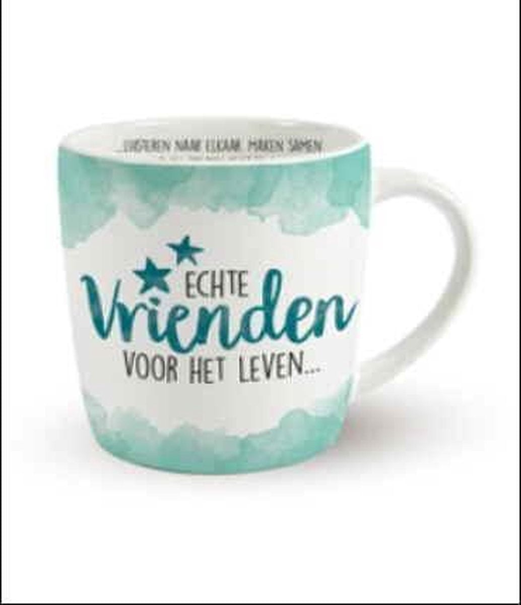 Enjoy Mok - Echte vrienden voor het leven - In cadeauverpakking met gekleurd lint - GRATIS: zijden lint met de tekst: "Speciaal voor jou"