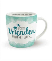 Enjoy Mok - Echte vrienden voor het leven - In cadeauverpakking met gekleurd lint - GRATIS: zijden lint met de tekst: "Speciaal voor jou"