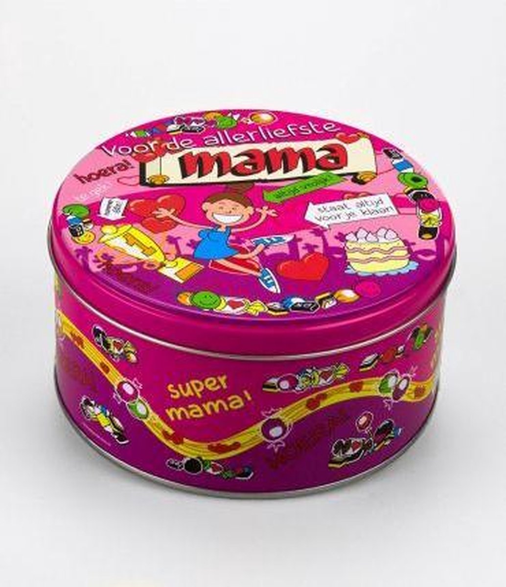 Verjaardag - Snoeptrommel - Mama - Gevuld met verse snoepmix - In cadeauverpakking met gekleurd lint