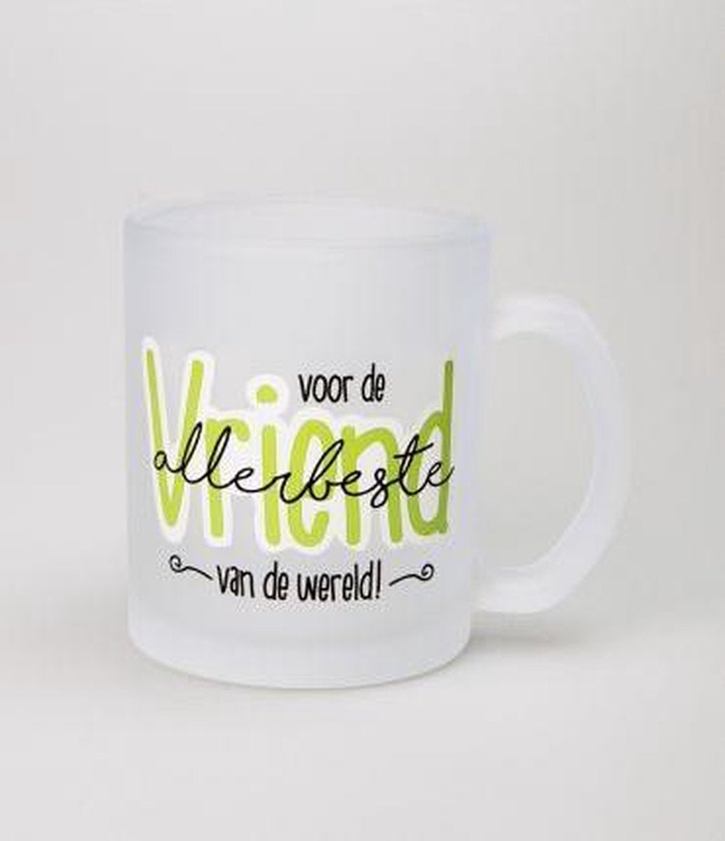 Frosted Mok - Voor de allerbeste Vriend van de wereld - In cadeauverpakking met krullint