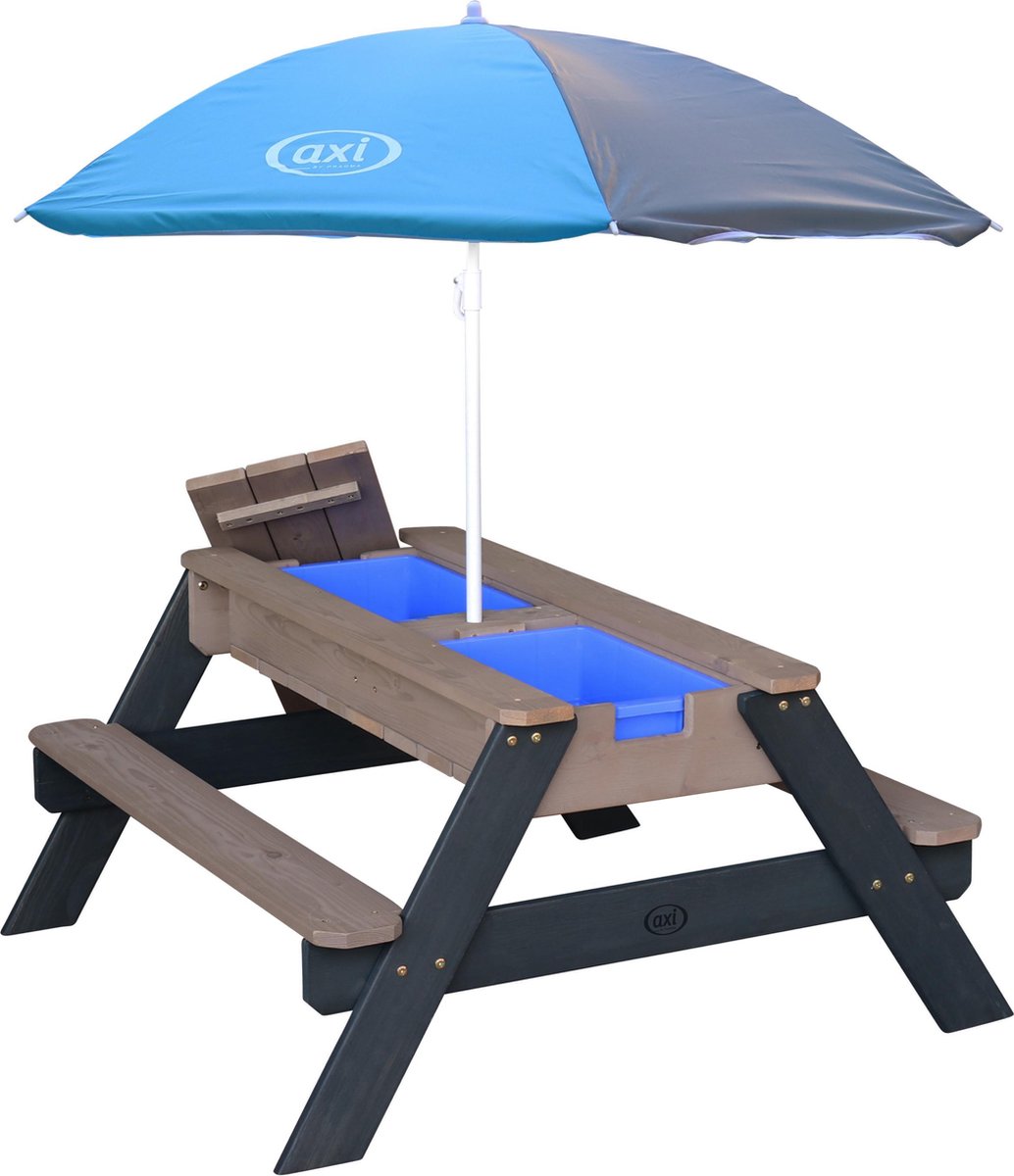 AXI Nick Zand & Water Picknicktafel Antraciet/grijs - Verstelbare Parasol – FSC Hout