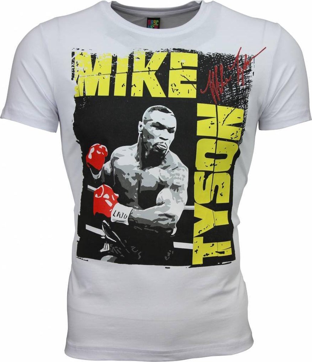 Local Fanatic T-shirt - Mike Tyson Glossy Print - Wit - Maten: XL