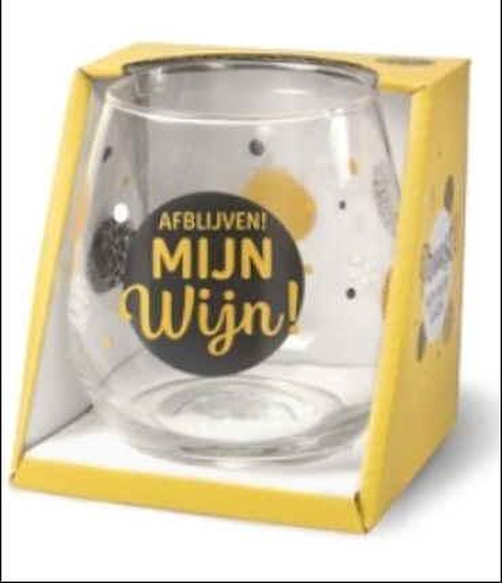 Wijnglas - Waterglas - Afblijven mijn wijn - Gevuld met verpakte Italiaanse bonbons - In cadeauverpakking met gekleurd lint
