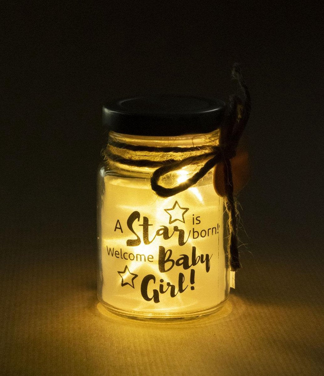 Babycadeau - Kraamcadeau - Geboortecadeau - Meisje - Starlight (klein model) - A star is born! Welcome Baby Girl! - In cadeauverpakking