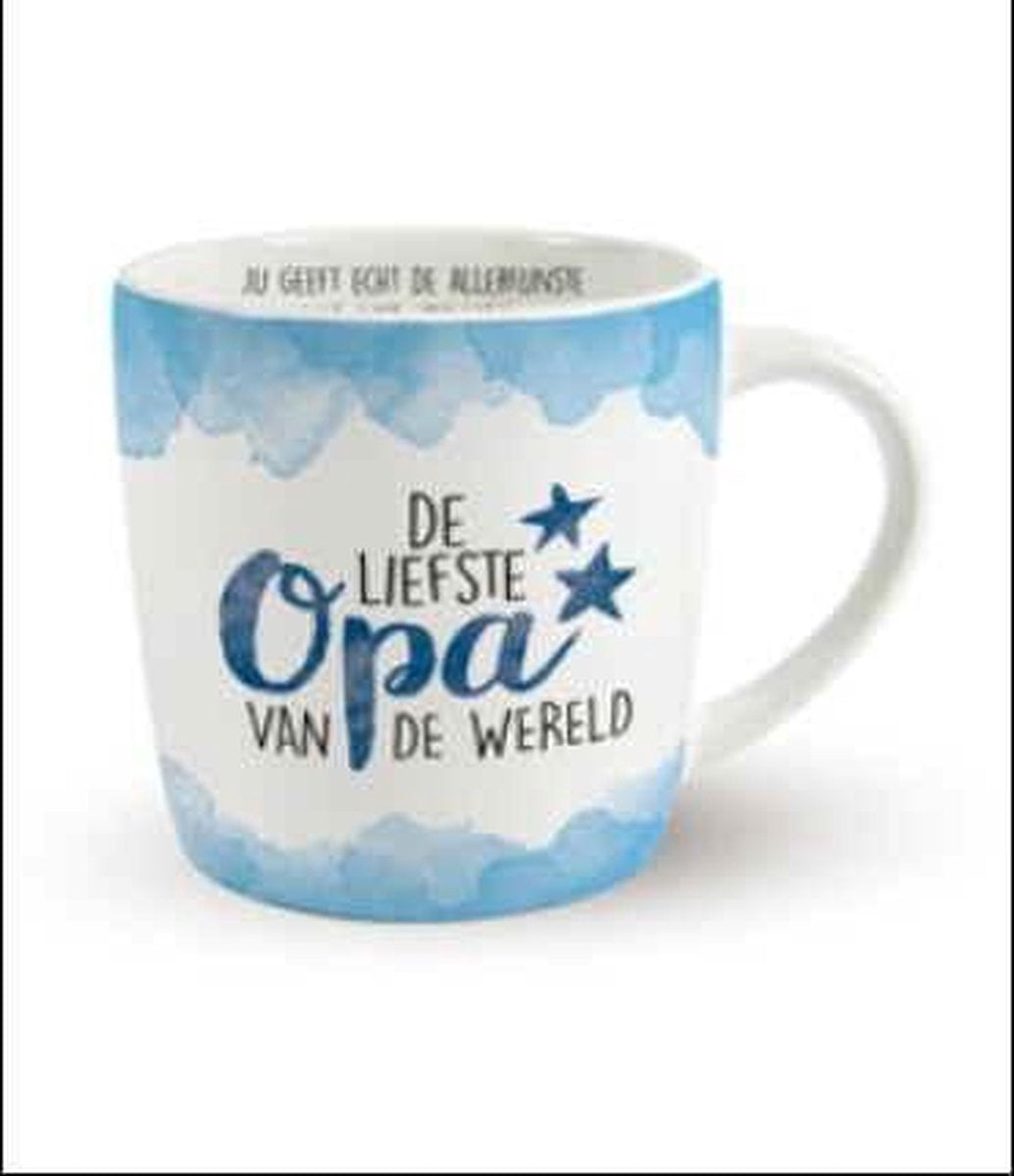 Enjoy Mok - De liefste Opa van de wereld - Gevuld met een luxe toffeemix - In cadeauverpakking met gekleurd lint - GRATIS: zijden lint met de tekst: "Speciaal voor jou"