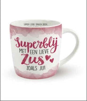 Enjoy Mok - Superblij met een lieve Zus zoals jij - In cadeauverpakking met gekleurd lint - GRATIS: zijden lint met de tekst: "Speciaal voor jou"