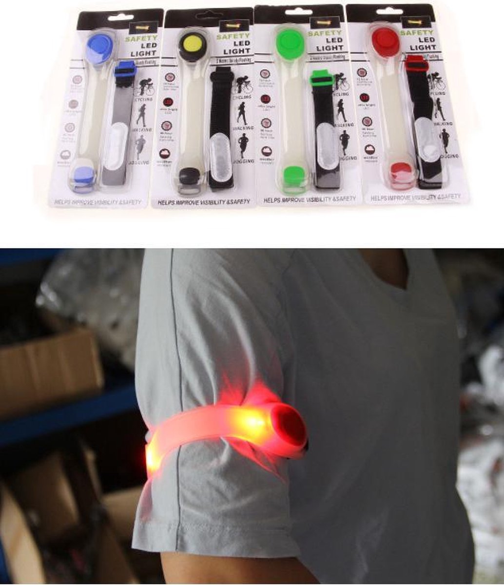 Sport armband met NEON LED Hardlopen Verstelbaar Handig Veilig-Inclusief Batterij- Knipperend of Brandend - Fietsen Veiligheid-- ook voor Kinderen Buiten Spelen Veiligheid-WATERBESTENDIG-ORANJE