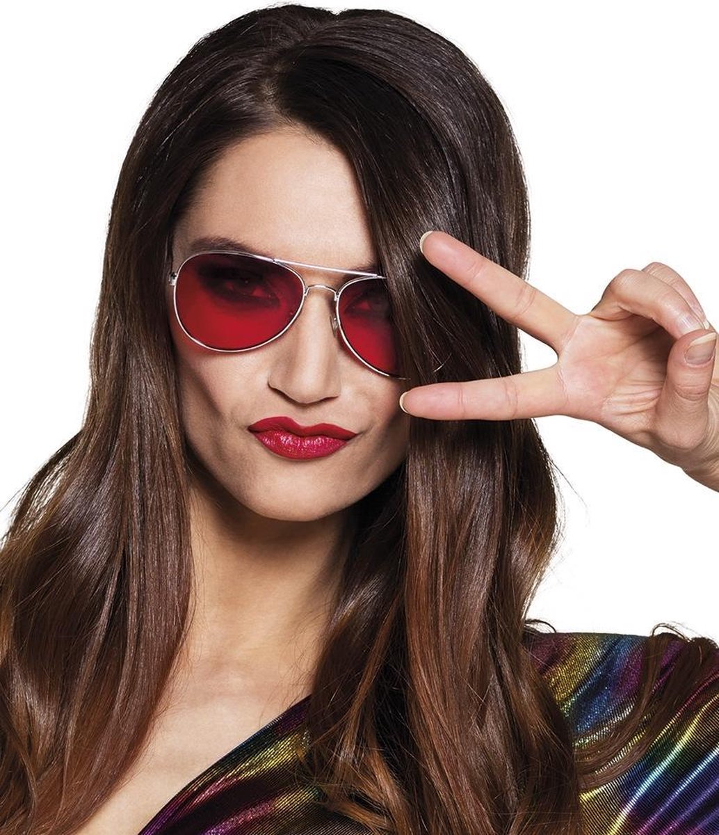 16 stuks: Bril Retro - rood