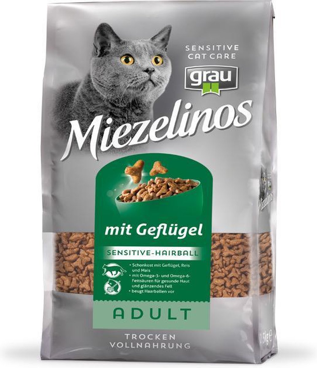 Grau Miezelinos kattenbrok haarbal met gevogelte 2