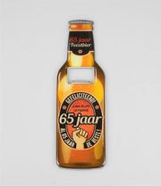 Bieropener -Magnetisch - 65 jaar - In cadeauverpakking met gekleurd lint