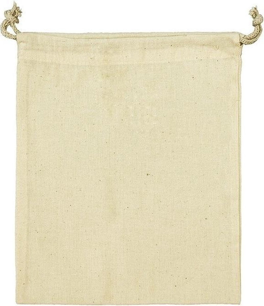 Canvas opbergzakje met koord 10 x 14 cm - Bedrukbaar canvas zakje