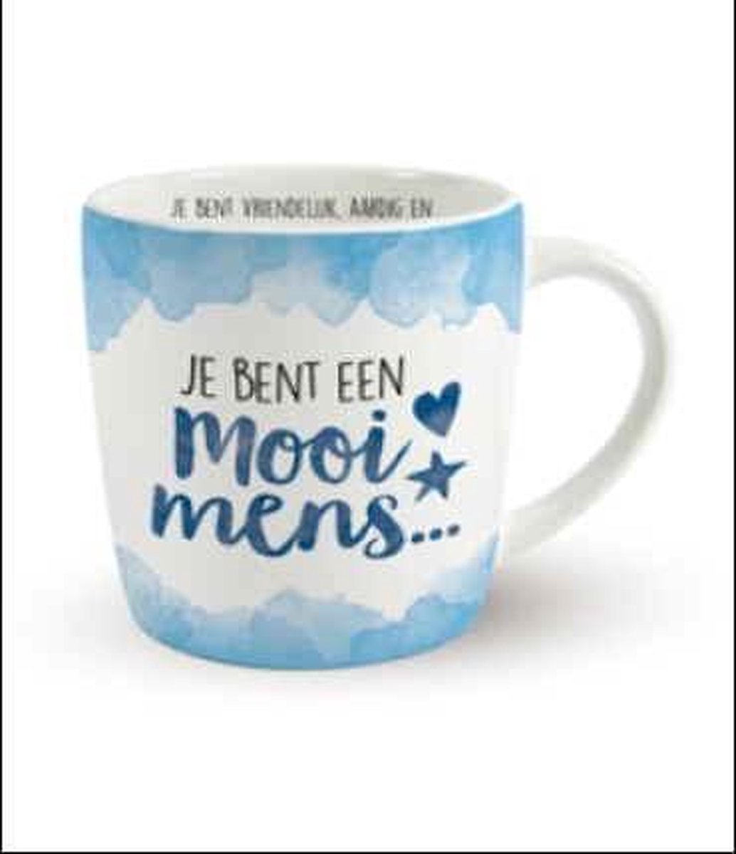 Enjoy Mok - Je bent een mooi mens - In cadeauverpakking met gekleurd lint - GRATIS: zijden lint met de tekst: "Speciaal voor jou"