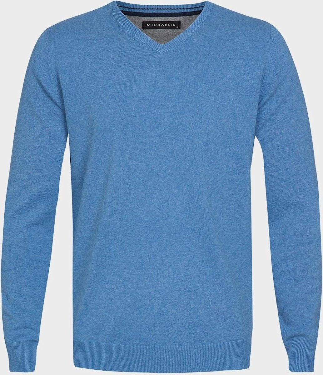 Michaelis Heren Trui Lichtblauw V-Hals Slim Fit - XXL