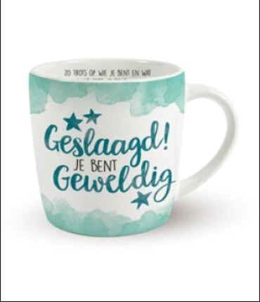 Enjoy Mok - Geslaagd - Gevuld met een luxe toffeemix - In cadeauverpakking met gekleurd lint - GRATIS: zijden lint met de tekst: "Speciaal voor jou"