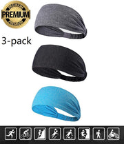 Haarband – Sporthaarband – Fitness - Yoga Haarband – Zweetband – Hoofdband – Dames Haarband – Heren Haarband - Bandana- Zwart - Grijs - Blauw