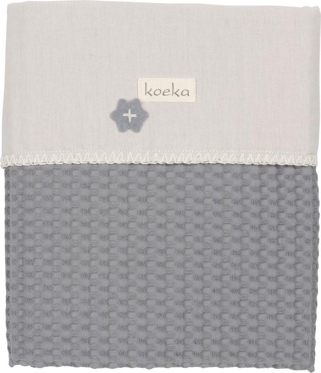 Koeka Wiegdeken wafel flanel Antwerp - steel grey/pebble 75x100cm