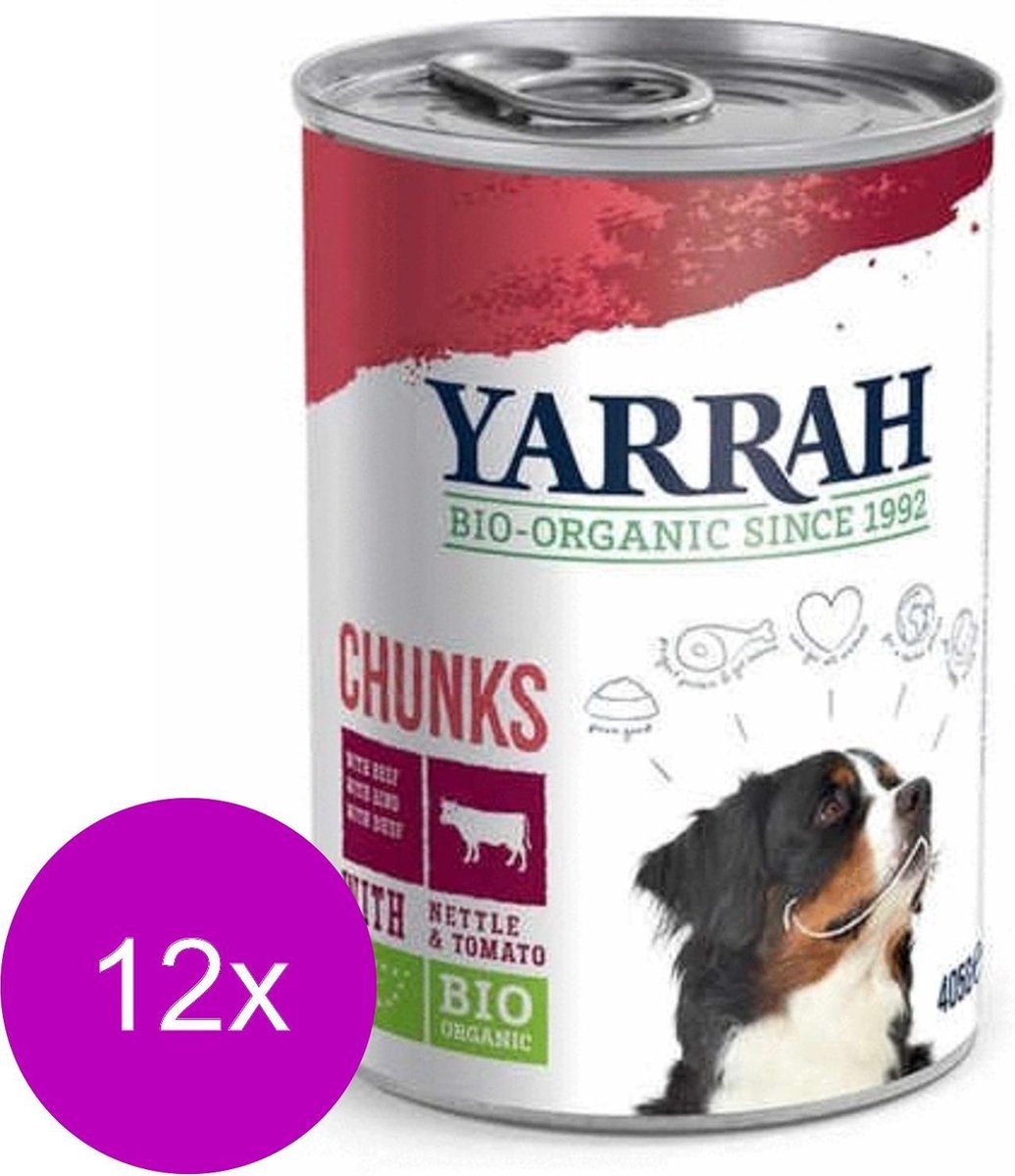 Yarrah Bio Hondenvoer Brokjes In Saus - Kip & Rund - Hondenvoer - 12 x 405 g