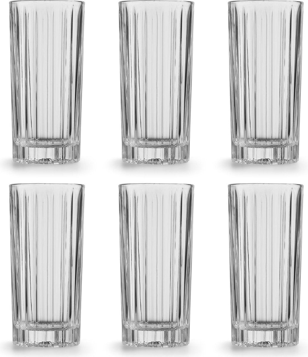 Libbey longdrinkglas Flashback - 470 ml / 47 cl - 6 Stuks - Vaatwasserbestendig - Hoge kwaliteit - Stevig glas - Klassiek vintage design