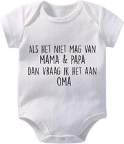 Hospitrix Baby Rompertje met Tekst Als het niet mag van mama & papa dan vraag ik het aan oma | 0-3 maanden | Korte Mouw | Cadeau voor Zwangerschap