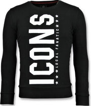 Local Fanatic ICONS Vertical - Grappige Sweater Heren - 6353Z - Zwart - Maten: XXL