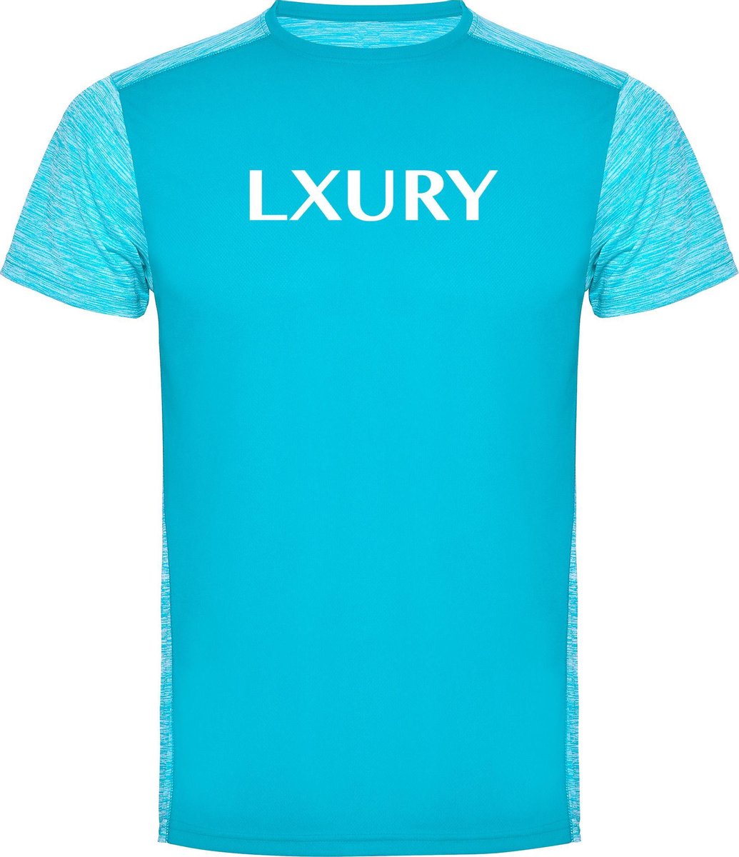 LXURY Sport T-Shirt Blauw Maat 2XL - Heren - Fitness kleding - Sportshirt - Fitness T-Shirt