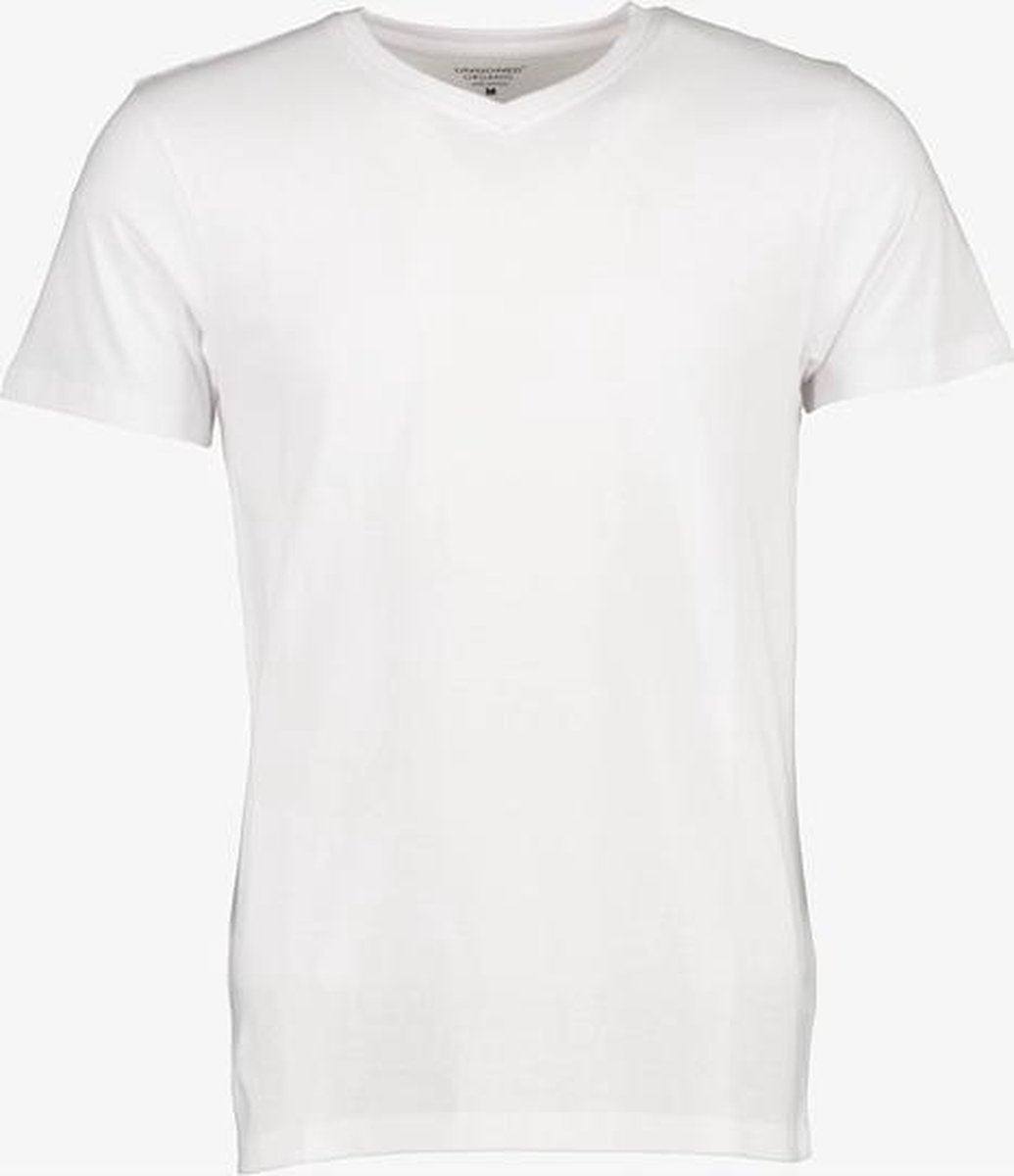 Unsigned heren T-shirt V-hals organic katoen - Wit - Maat L