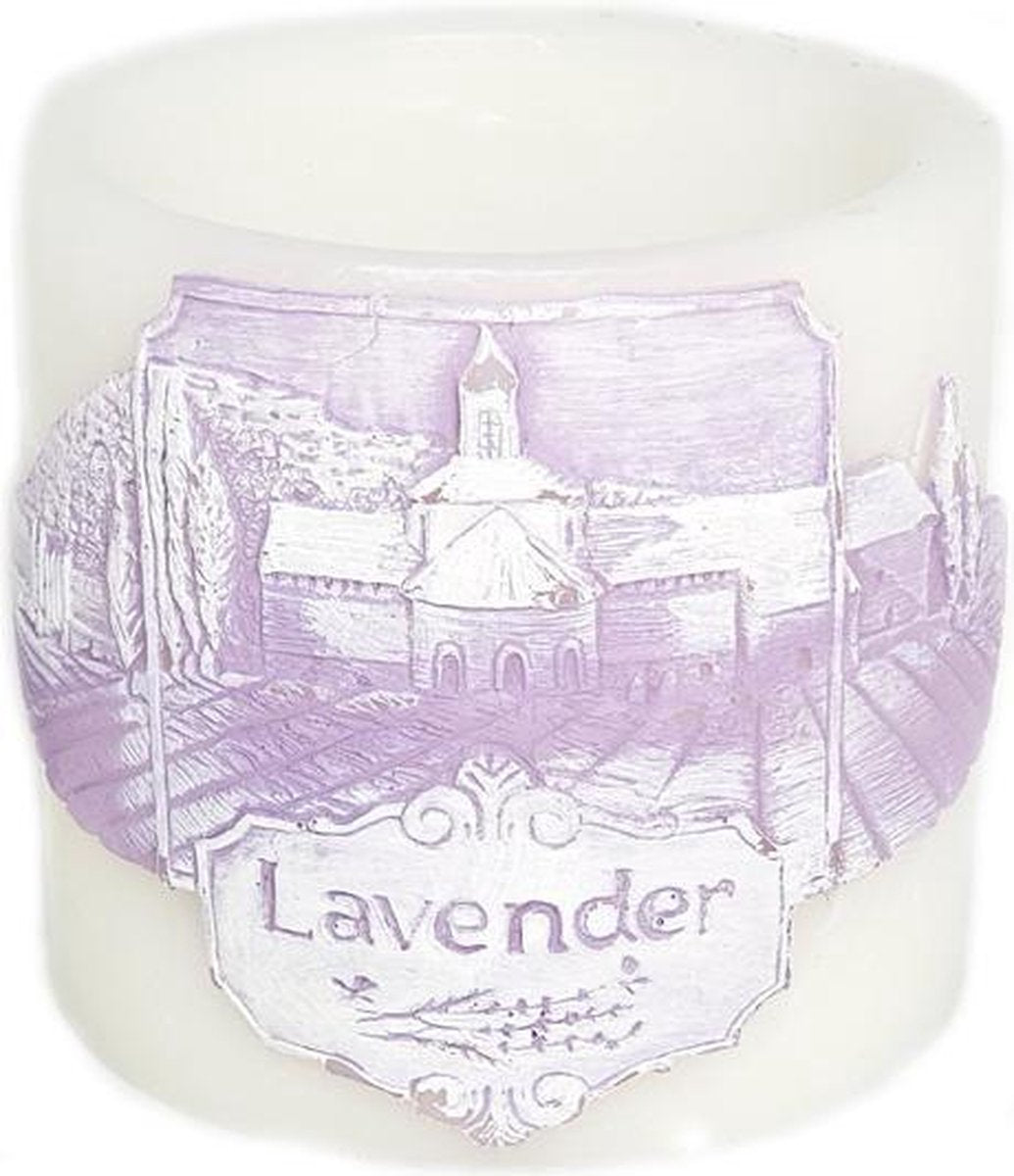 Witte lavendel veld geurend wax windlicht 95/100 (incl. 1 stuk 3 uurs theelicht)