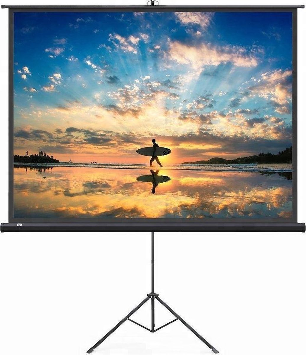 Beamerscherm op statief 100" - 221 x 125 cm - 16:9 - projectiescherm op tripod - wit
