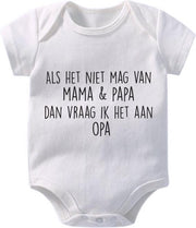 Hospitrix Baby Rompertje met Tekst Als het niet mag van mama & papa dan vraag ik het aan opa| 0-3 maanden | Korte Mouw | Cadeau voor Zwangerschap