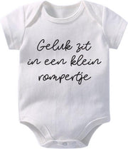 Hospitrix Baby Rompertje met Tekst Geluk zit in een klein rompertje| 0-3 maanden |  Korte Mouw | Cadeau voor Zwangerschap
