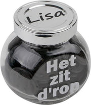 Leuk kado met naam snoeppot droppot - glas