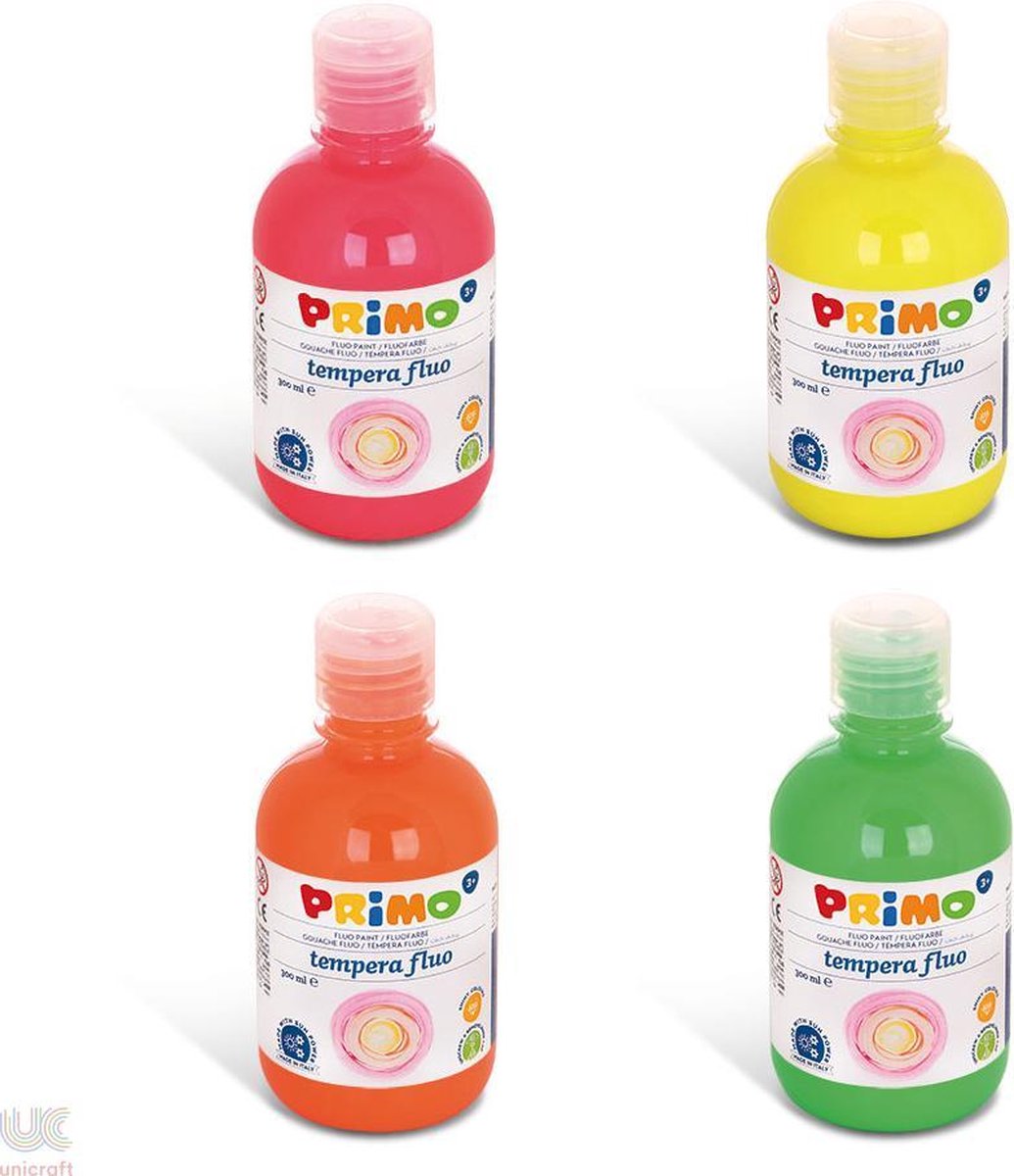 Primo - Plakkaatverf fluo - 300ml - Set - 4 stuks