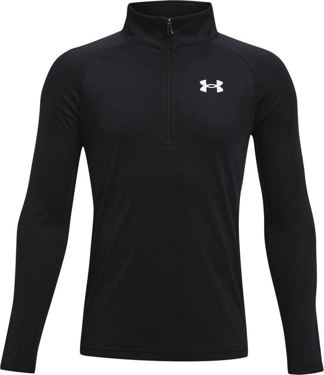 UA Tech 2.0 1/2 Zip-Zwart / / Wit maat: 122    kinderen > sport fitness > tops > lange mouwen