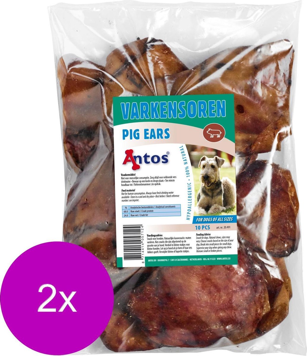 Antos Varkensoor Varken - Hondensnacks - 2 x 10 stuks