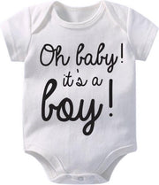 Hospitrix Baby Rompertje met Tekst Oh baby! It's a boy!| 0-3 maanden | Korte Mouw | Cadeau voor Zwangerschap