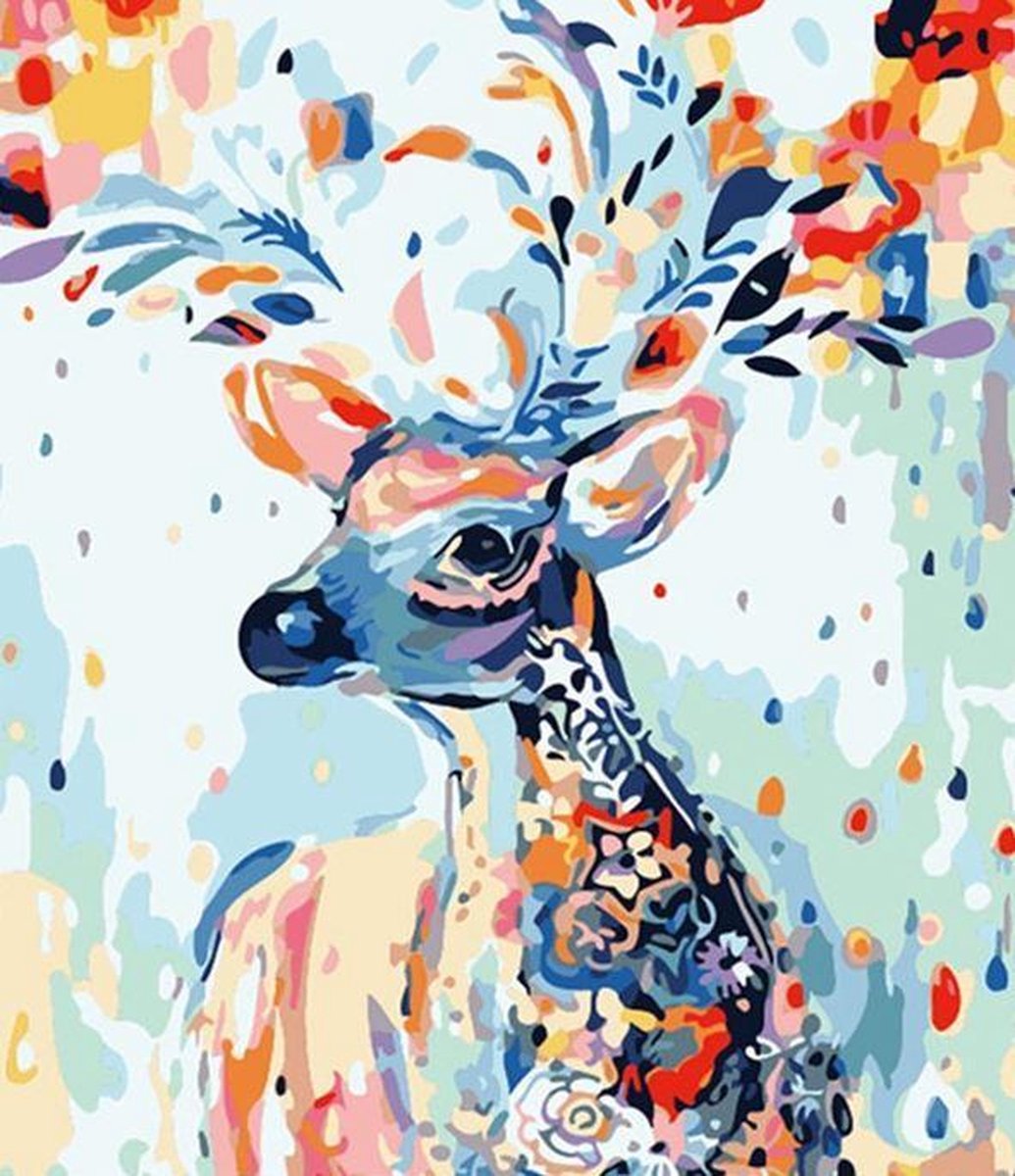 Paint By Numbers|Schilderen op Nummer|Kleurrijk Hert|50x40cm|Volwassenen & Kinderen|150059