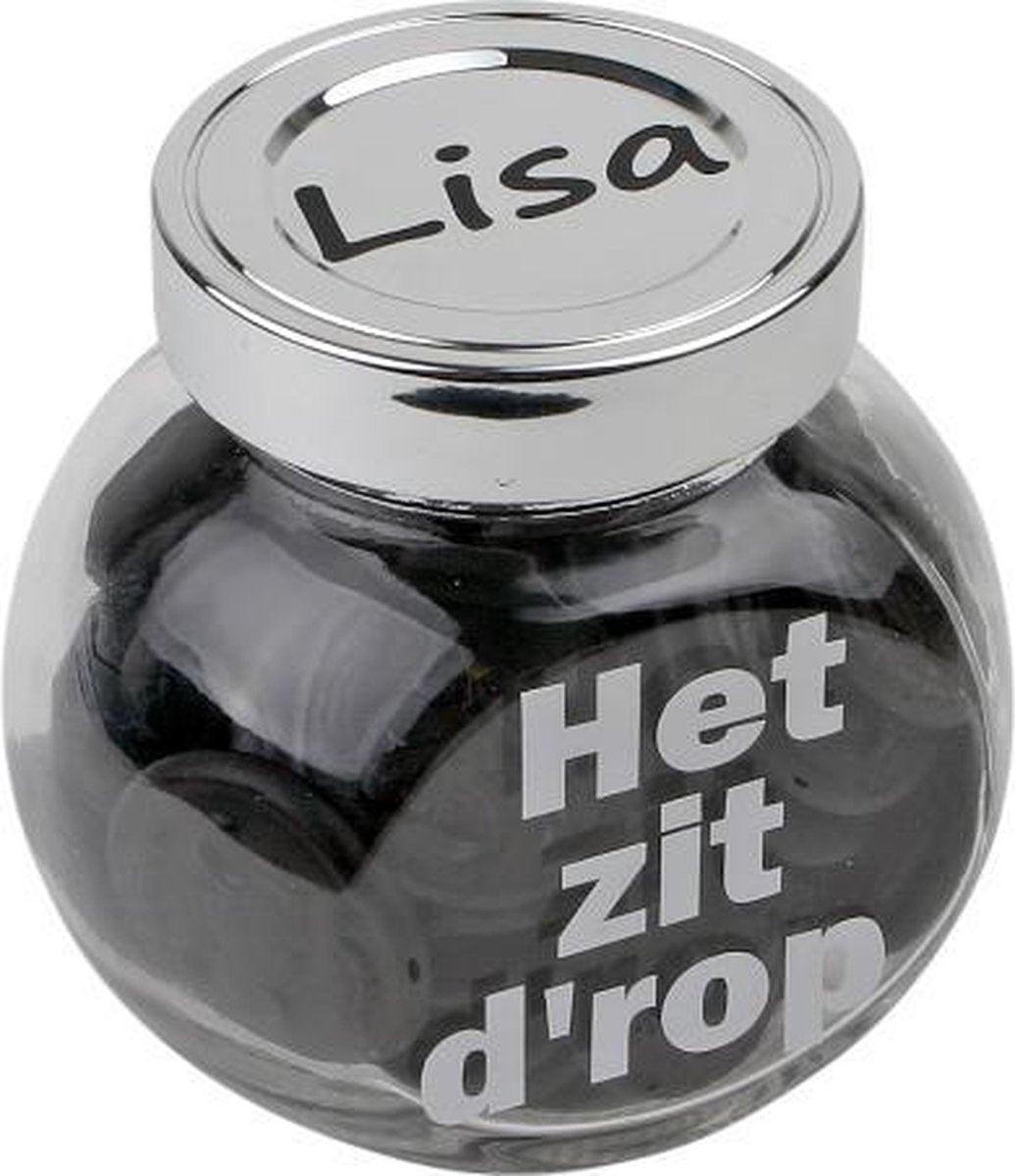 lkmn snoeppot met naam  glas 2.0 L