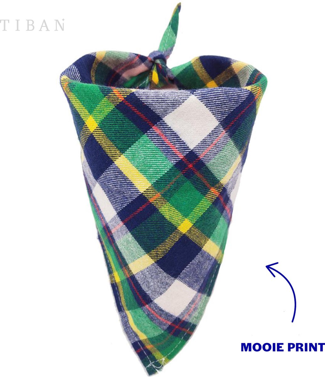 Bandana hond | Hondenhalsdoek ruit groen  | Hondensjaal | Hondenkleding | Hondenhalsband