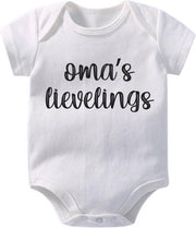 Hospitrix Baby Rompertje met Tekst Oma's lievelings| 0-3 maanden | Korte Mouw | Cadeau voor Zwangerschap