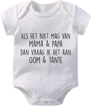 Hospitrix Baby Rompertje met Tekst Als het niet mag van mama & papa dan vraag ik het aan oom en tante| 0-3 maanden | Korte Mouw | Cadeau voor Zwangerschap