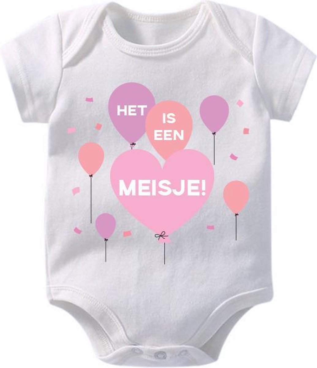 Hospitrix Baby Rompertje met Tekst Het is een meisje! | 0-3 maanden | Korte Mouw | Cadeau voor Zwangerschap