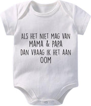 Hospitrix Baby Rompertje met Tekst Als het niet mag van mama & papa dan vraag ik het aan oom| 0-3 maanden | Korte Mouw | Cadeau voor Zwangerschap