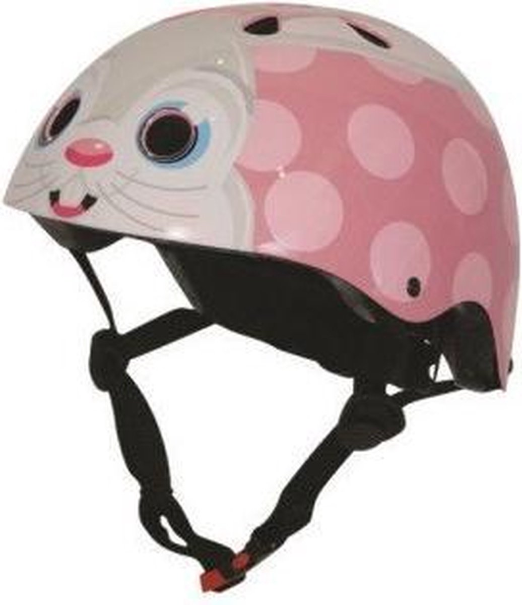 Kiddimoto - Roze Konijn - Medium - Geschikt voor 4-10jarige of hoofdomtrek van 53 tot 58 cm - Design Skatehelm / Fietshelm -