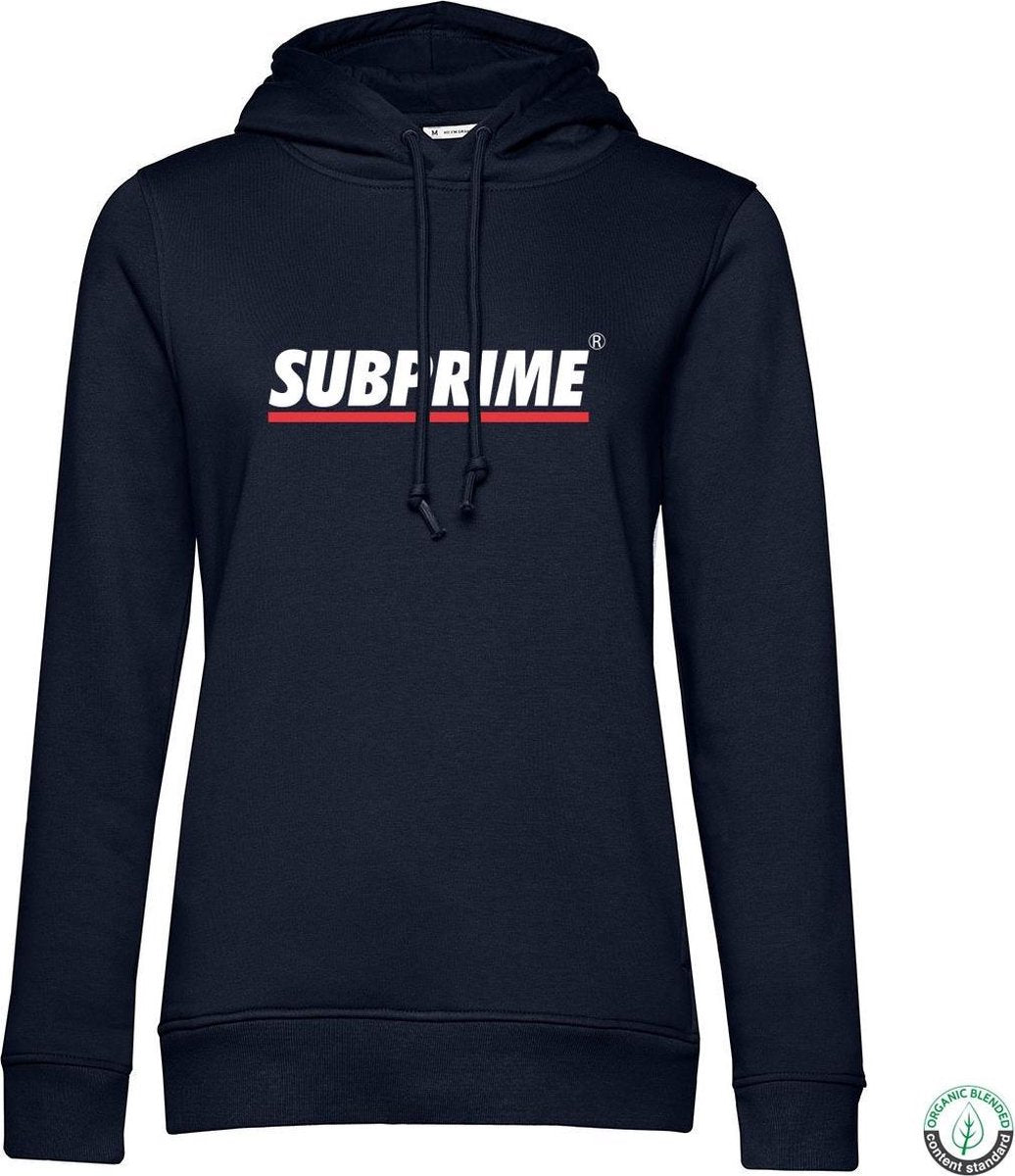 Subprime - Dames Hoodies Hoodie Stripe Navy - Blauw - Maat S