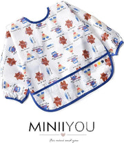 Slabbetje lange mouwen met brede opvangbak (6-24 maanden) - tipi tent - baby en dreumes - kliedershort - knutselshort - waterproof - waterdicht - wasbaar