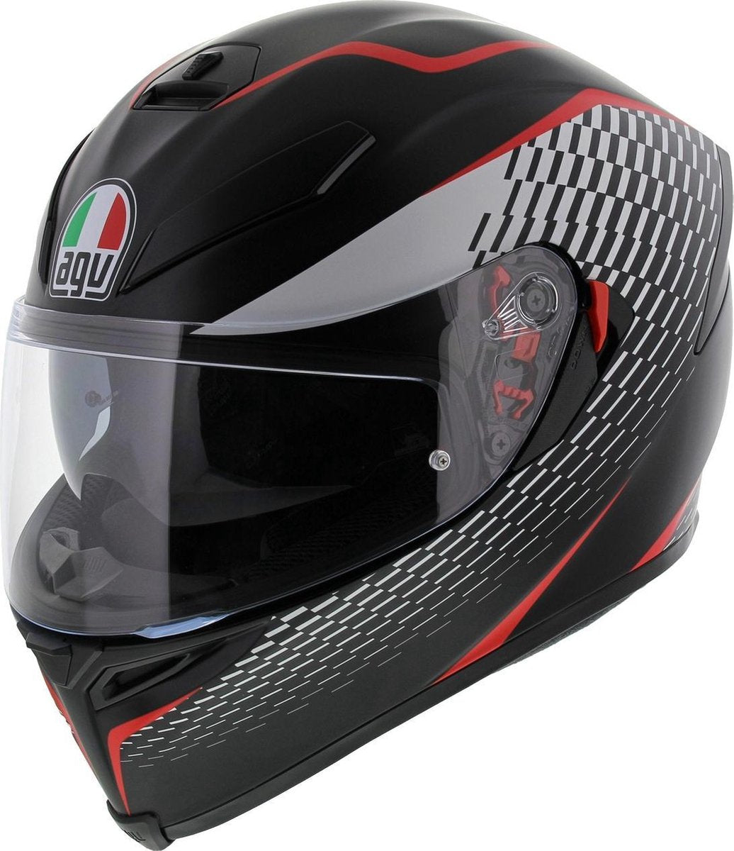 Agv K5 S Max Vision Thunder Mat Zwart Wit Rood Integraalhelm - Motorhelm - Maat M/L
